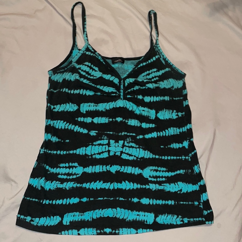 Rue21 Sinched Front Tank Top - Teal & Black - XL